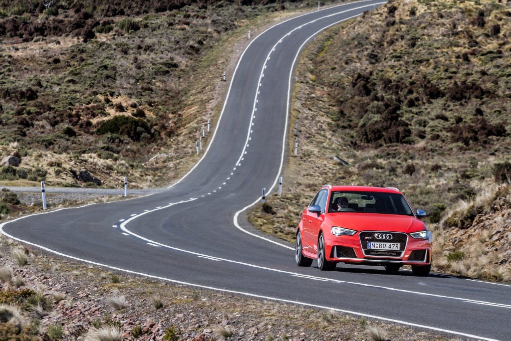 OPEN ROAD: The RS3 Sportback's ideal playground. The turbocharged five-cylinder is a delight to open up to explore the Audi's incredible talents. OPEN ROAD: The RS3 Sportback's ideal playground. The turbocharged five-cylinder is a delight to open up to explore the Audi's incredible talents.